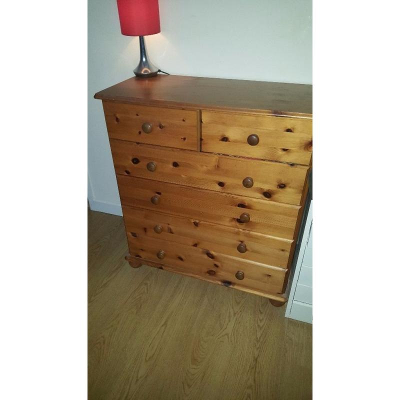 Solid pine chest of drawers