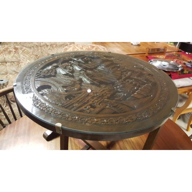 Chinese Carved / Tilt Top Coffee Table Circa 1920's