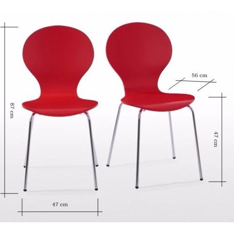 2 x Kitsch Dining Chairs, Scarlet Red