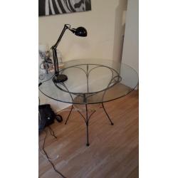 Glass top dining table with 3 matching chairs