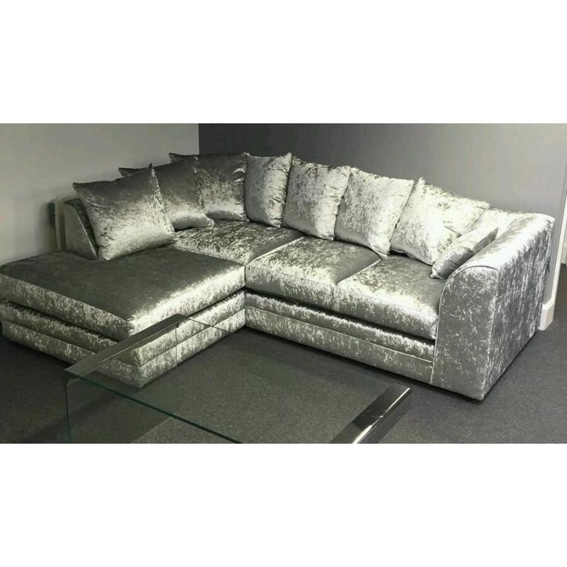 BARGAIN!!!LEFT HAND CRUSH VELVET CORNER SOFA