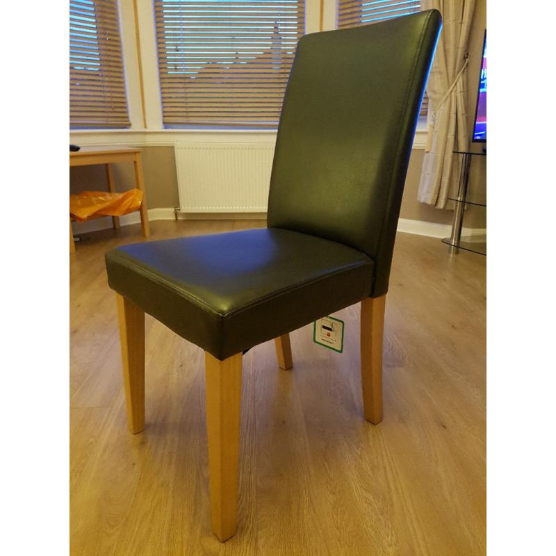 Set of Four Brand New Brown Oak Dining Chairs Not Used