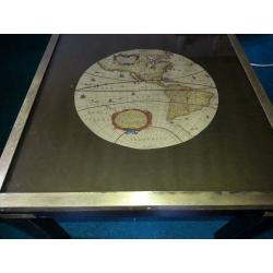 Vintage Coffee Table With Old World Replica Map of America