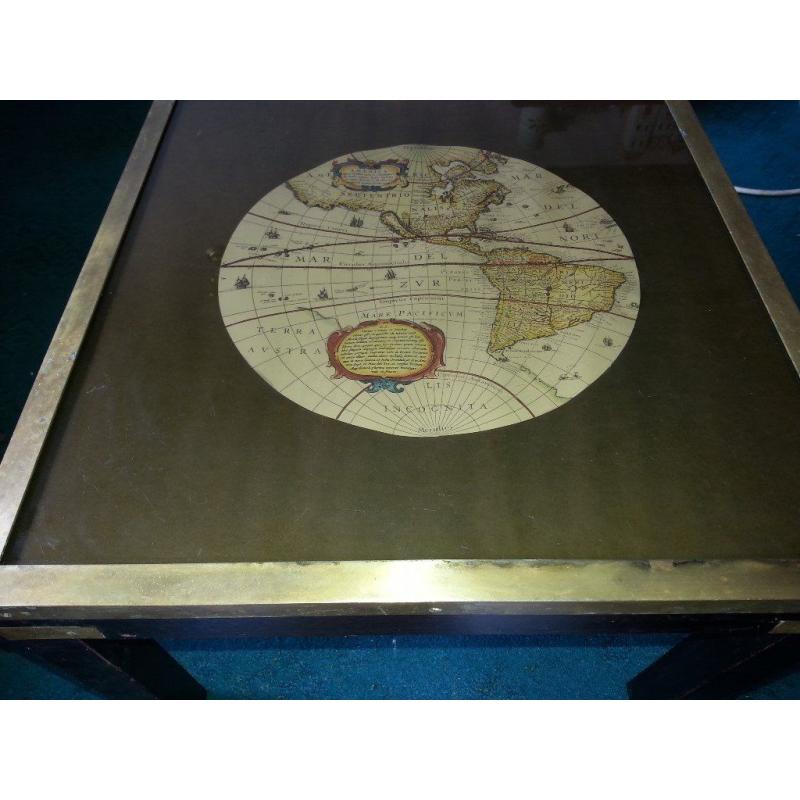 Vintage Coffee Table With Old World Replica Map of America