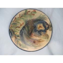 Vintage Ceramic Decorative Plate Fish Design Puigdemont Pottery Spain