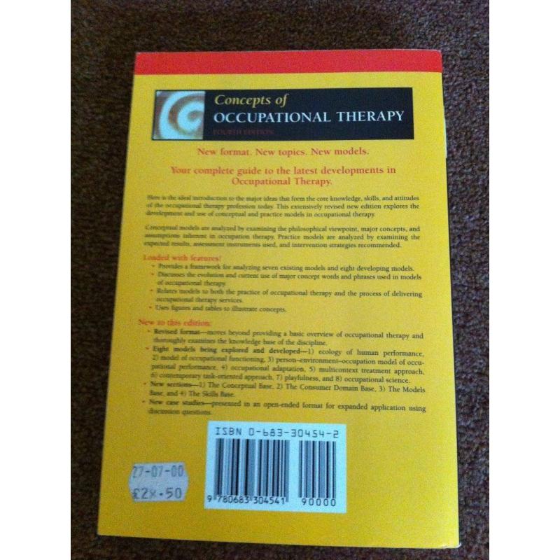 Concepts of Occupational Therapy (Fourth Edition) by Reed and Sanderson