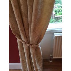 Traditional fully lined long (285cm) curtains, tiebacks and pelmet option