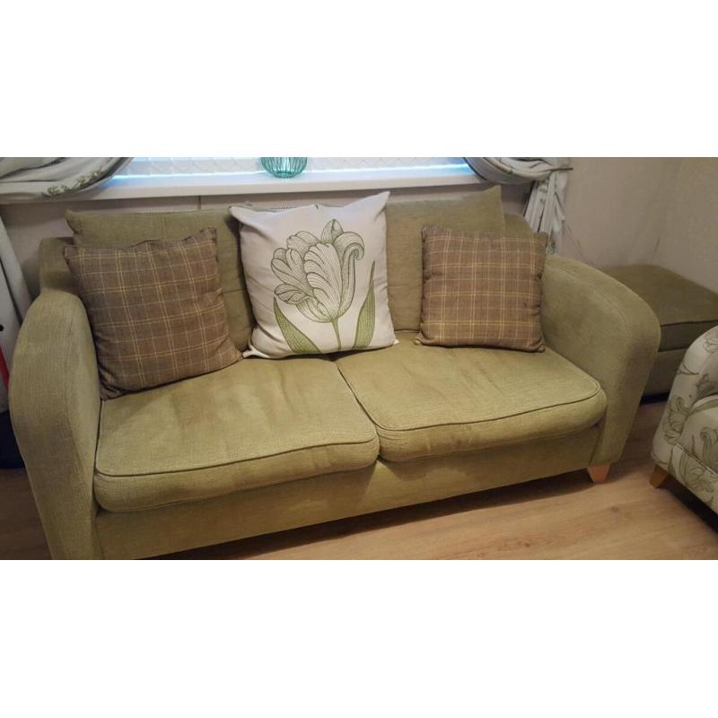 3 seater sofa and pouffe