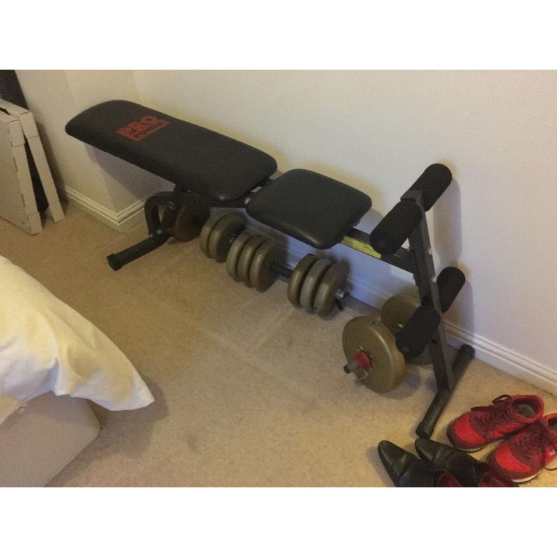 Weight bench (pro power) with weights