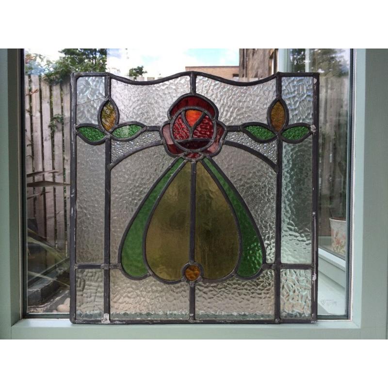 Vintage leaded glass window panel