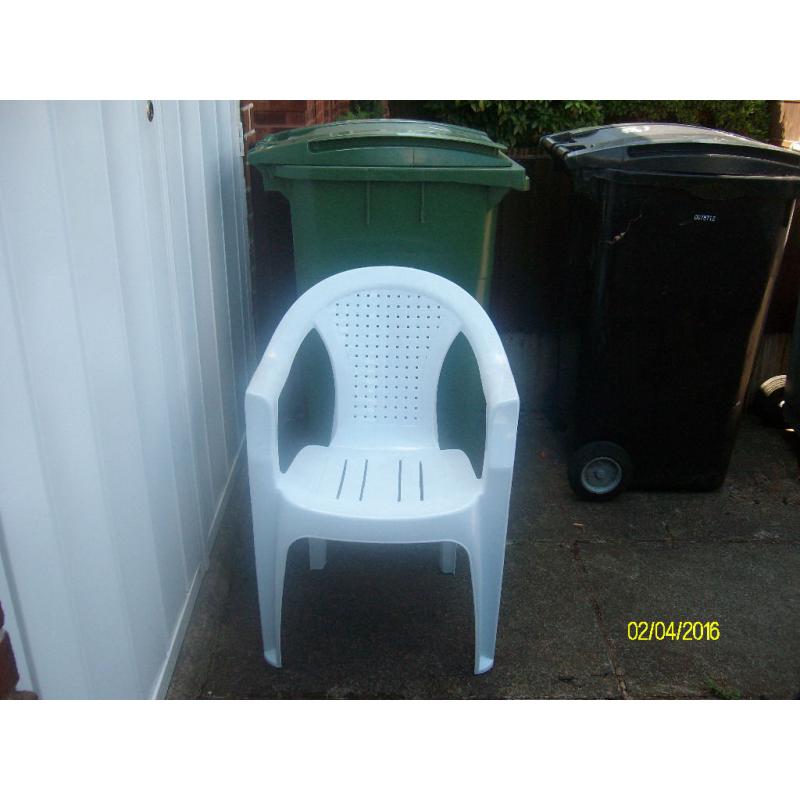 White Plastic Garden Chairs (2)