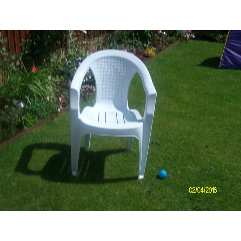 White Plastic Garden Chairs (2)