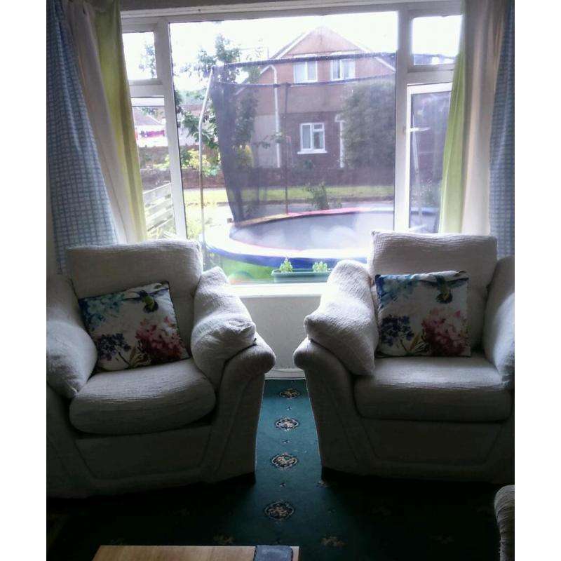 Three seater sofa and chairs