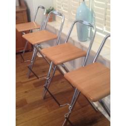 4 John Lewis bar stools - beech seat, chrome frame