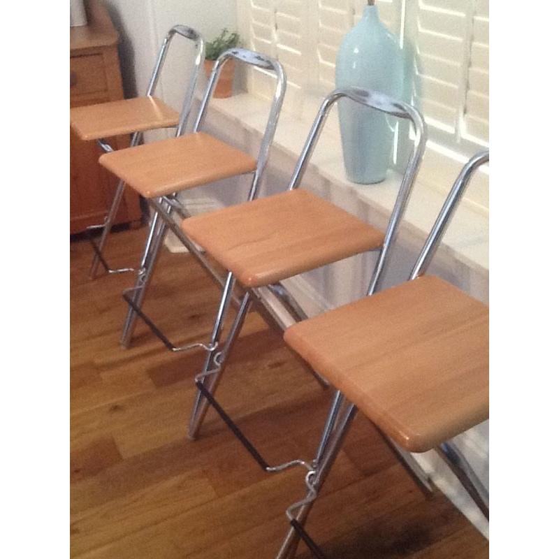 4 John Lewis bar stools - beech seat, chrome frame