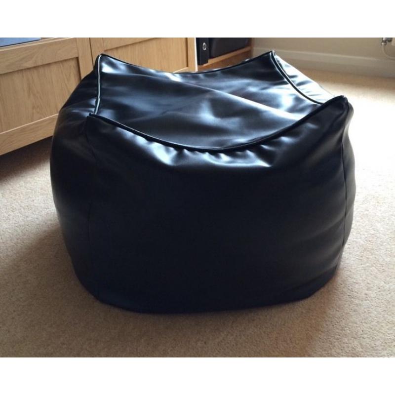 Black Faux Leather Beanbag