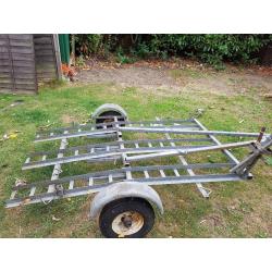 2 bike motorcycle trailer with center rail and corner posts for box.