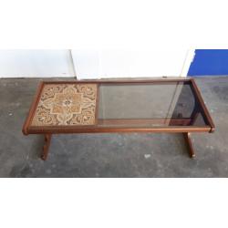 G-PLAN TILE & GLASS TOP COFFEE TABLE ON MINIMALISTIC TEAK FRAME RETRO TABLE DELIVERY AVAILABLE