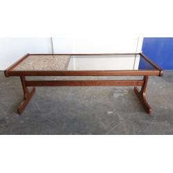 G-PLAN TILE & GLASS TOP COFFEE TABLE ON MINIMALISTIC TEAK FRAME RETRO TABLE DELIVERY AVAILABLE