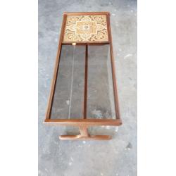 G-PLAN TILE & GLASS TOP COFFEE TABLE ON MINIMALISTIC TEAK FRAME RETRO TABLE DELIVERY AVAILABLE