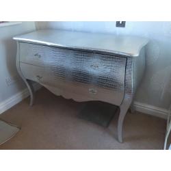 Silver Snake-Skin Effect 2 Drawer Dresser