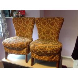 Vintage bedroom chairs, pair of, totally original, 1950's