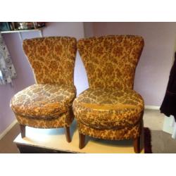 Vintage bedroom chairs, pair of, totally original, 1950's