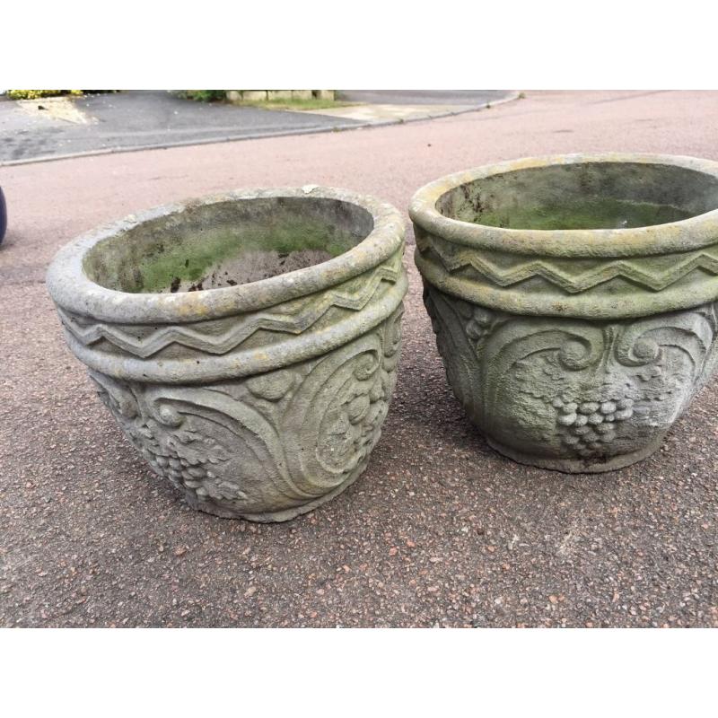 2 Stone Plant Pots