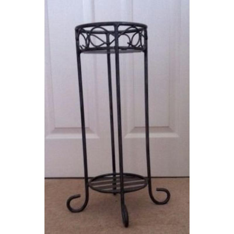 Grey Metallic Two Tier Plant Stand