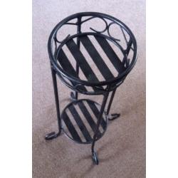 Grey Metallic Two Tier Plant Stand