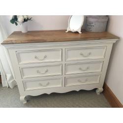 French Shabby Chic Solid Mango Oak Furniture Land Bedroom Set