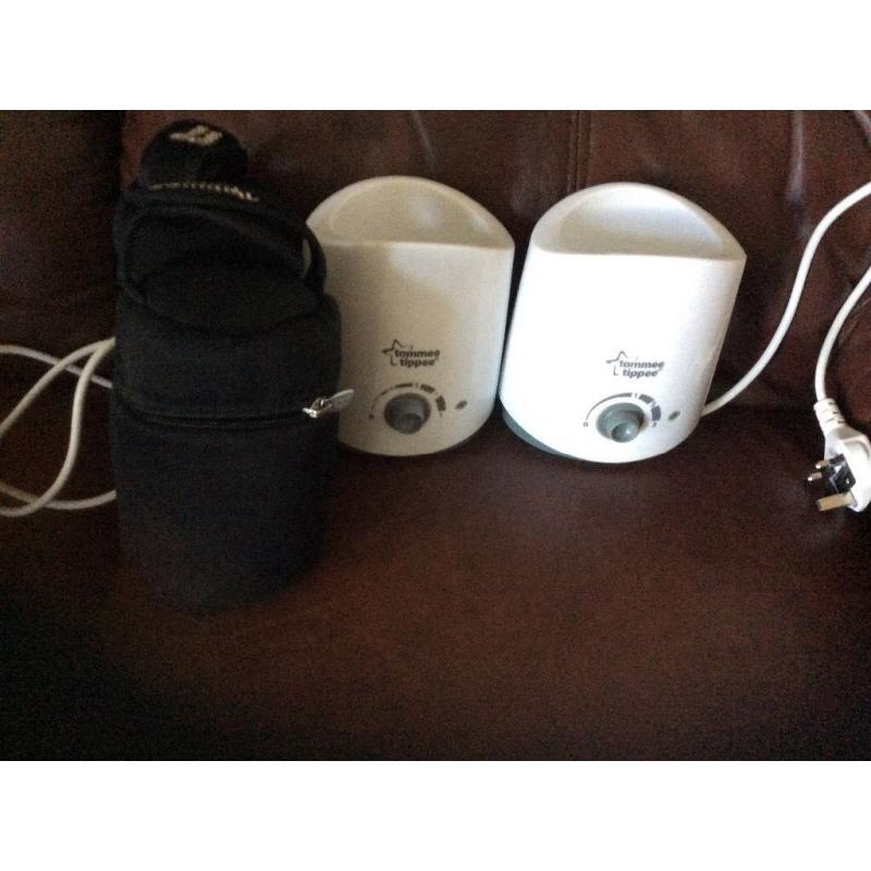 Tommee Tippee bottle warmers and travel warmers