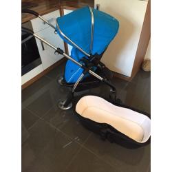 Silver cross wayferer in blue or red with cot and toddler seat