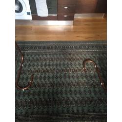 Copper clothes rail - handmade with brass fixings