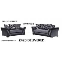 Shannon 3+2 sofa, all sofas guaranteed, FREE STORAGE POUFFE ON ALL ORDERS, entire shannon range