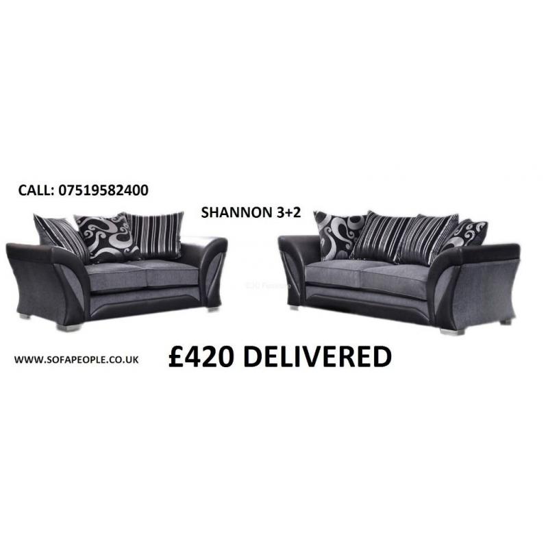 Shannon 3+2 sofa, all sofas guaranteed, FREE STORAGE POUFFE ON ALL ORDERS, entire shannon range