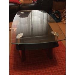 Black Stained Glass Coffee Table (Solid) - Gants Hill Roundabout - Pick Up Only