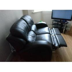 2 seater Brown Leather recliner sofa