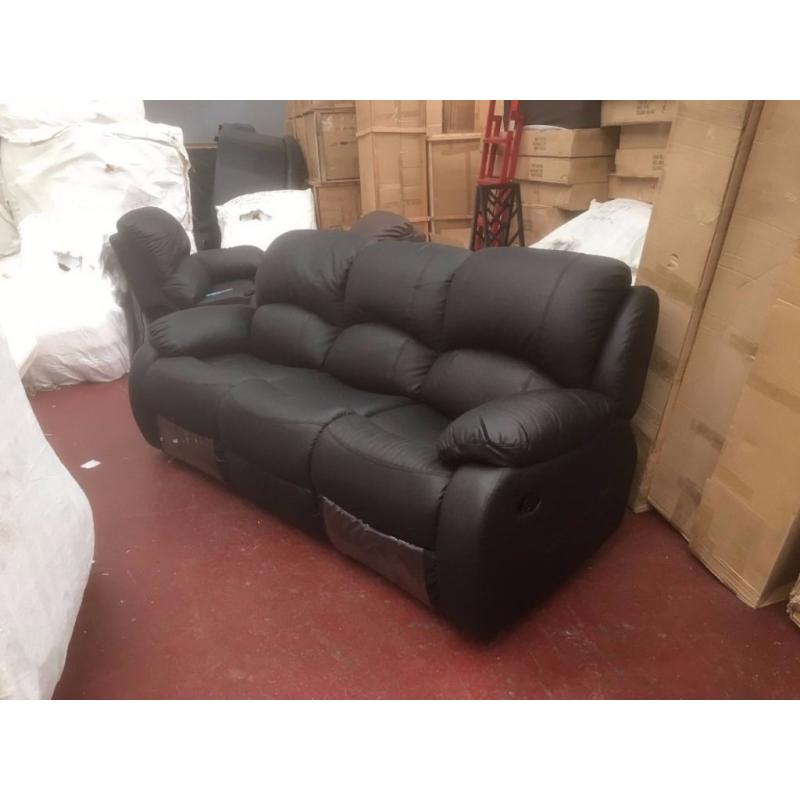 NEW - LEATHER RECLINER SUITES - BRAND NEW - DELIVERED - FABRIC CORNER SOFAS