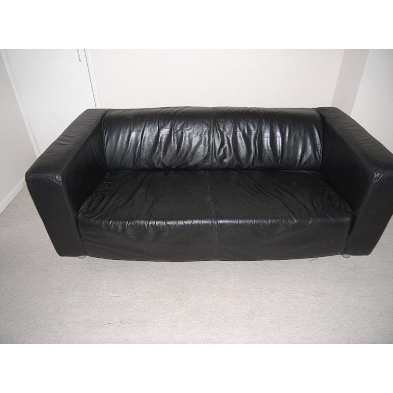 Ikea black two seater sofa