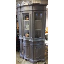 Silver Grey Chalk Painted China Cabinet