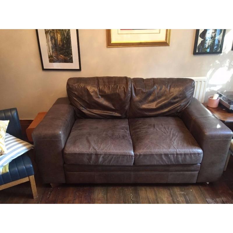 SOFT BROWN UK HANDMADE LEATHER COUCH TWO SEATER