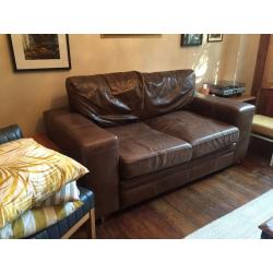 SOFT BROWN UK HANDMADE LEATHER COUCH TWO SEATER