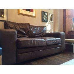 SOFT BROWN UK HANDMADE LEATHER COUCH TWO SEATER