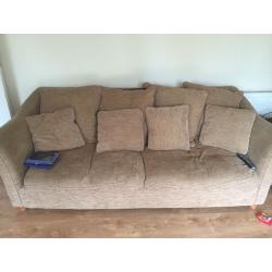 Beige two and three seater sofa