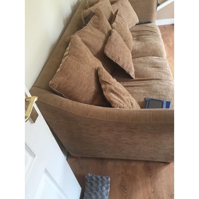 Beige two and three seater sofa