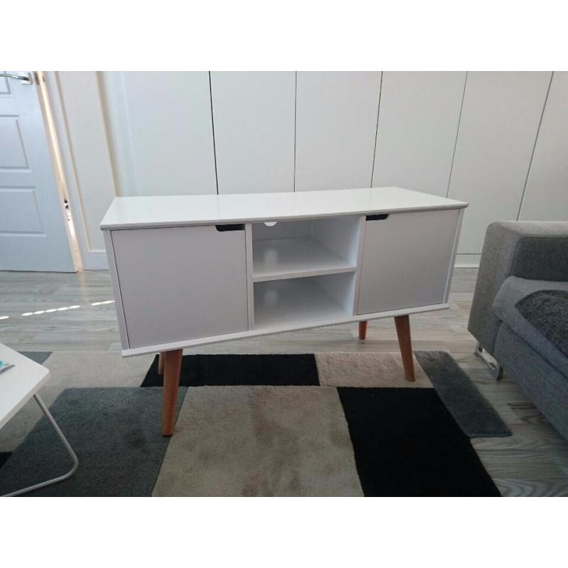 "AC Design" white side unit with wooden legs (almost new!)