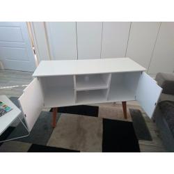 "AC Design" white side unit with wooden legs (almost new!)