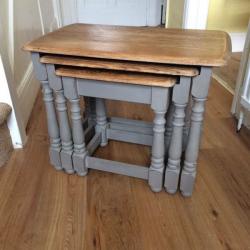 Up Cycled Solid Oak Nest of Tables/Coffee Tables