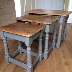 Up Cycled Solid Oak Nest of Tables/Coffee Tables